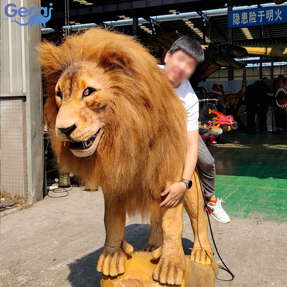 大型仿真狮子户外园林景观动物园博物馆十二生肖动物模型制作厂家