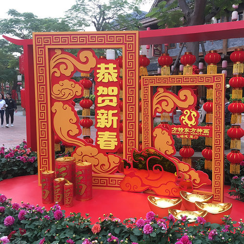 商场春节大型灯笼dp点装饰 牛年美陈装饰 新年春节礼盒美陈装饰