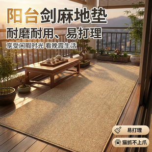 阳台地垫防水防晒专用仿剑麻入户门口免洗休息区布置户外防滑地毯