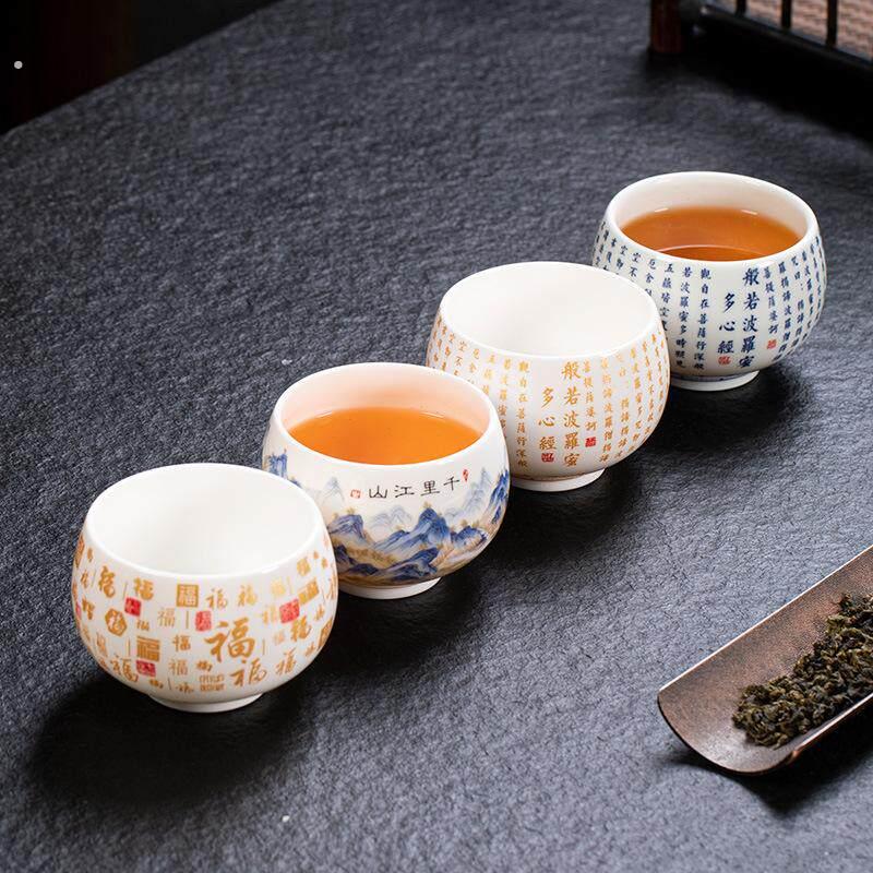德化白瓷陶瓷杯子品茗杯罗汉杯个人杯单个主人杯茶杯单杯