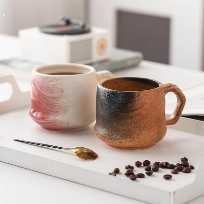 粗陶马克杯随行杯复古茶杯水杯彷柴烧咖啡杯礼品杯手冲咖啡杯碟