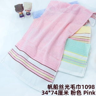 帆船牌丝光毛巾1098薄款容易干不易掉毛夏天细棉纱劳保12条装面巾