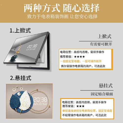 电子钟数显插电表箱装饰画夜间可视电闸盒配电箱总开关遮挡画挂钟