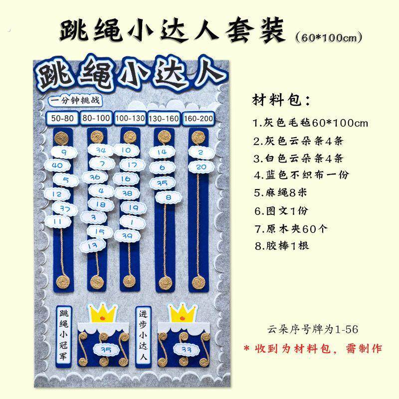 数字56小学环创主题墙跳绳小达人游戏区域材料套装投放教室走廊