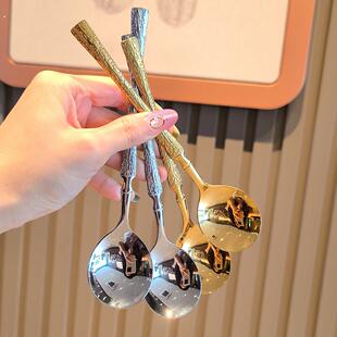 精致勺子不锈钢加厚调羹勺西餐勺吃饭喝汤家用勺长柄勺ins韩国勺