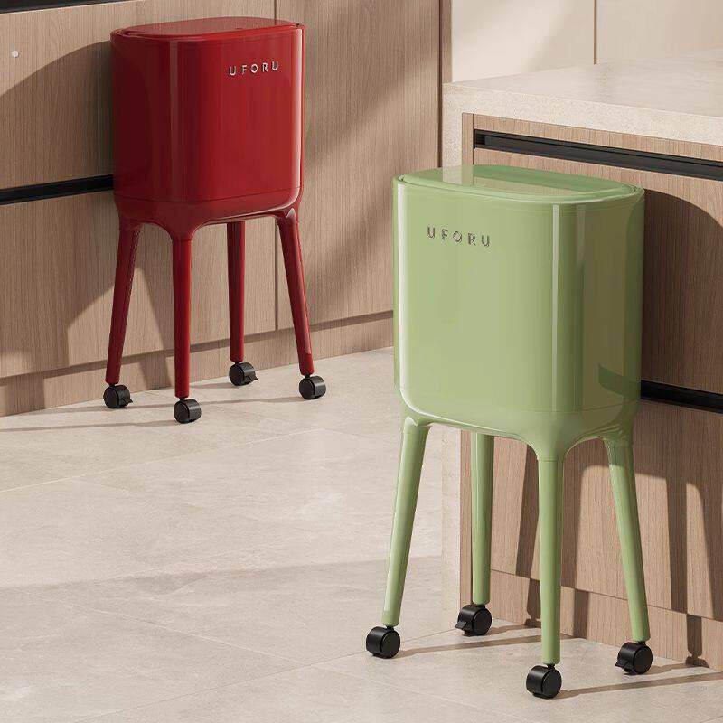 厨房垃圾桶专用免弯腰家用2025新款高颜值可移动大容量带盖高脚桶