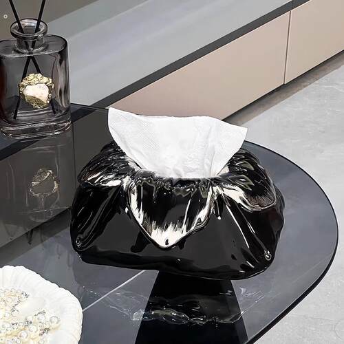 德国轻奢风高级感陶瓷纸巾盒家居桌面装饰品抽纸盒家用样板间摆件