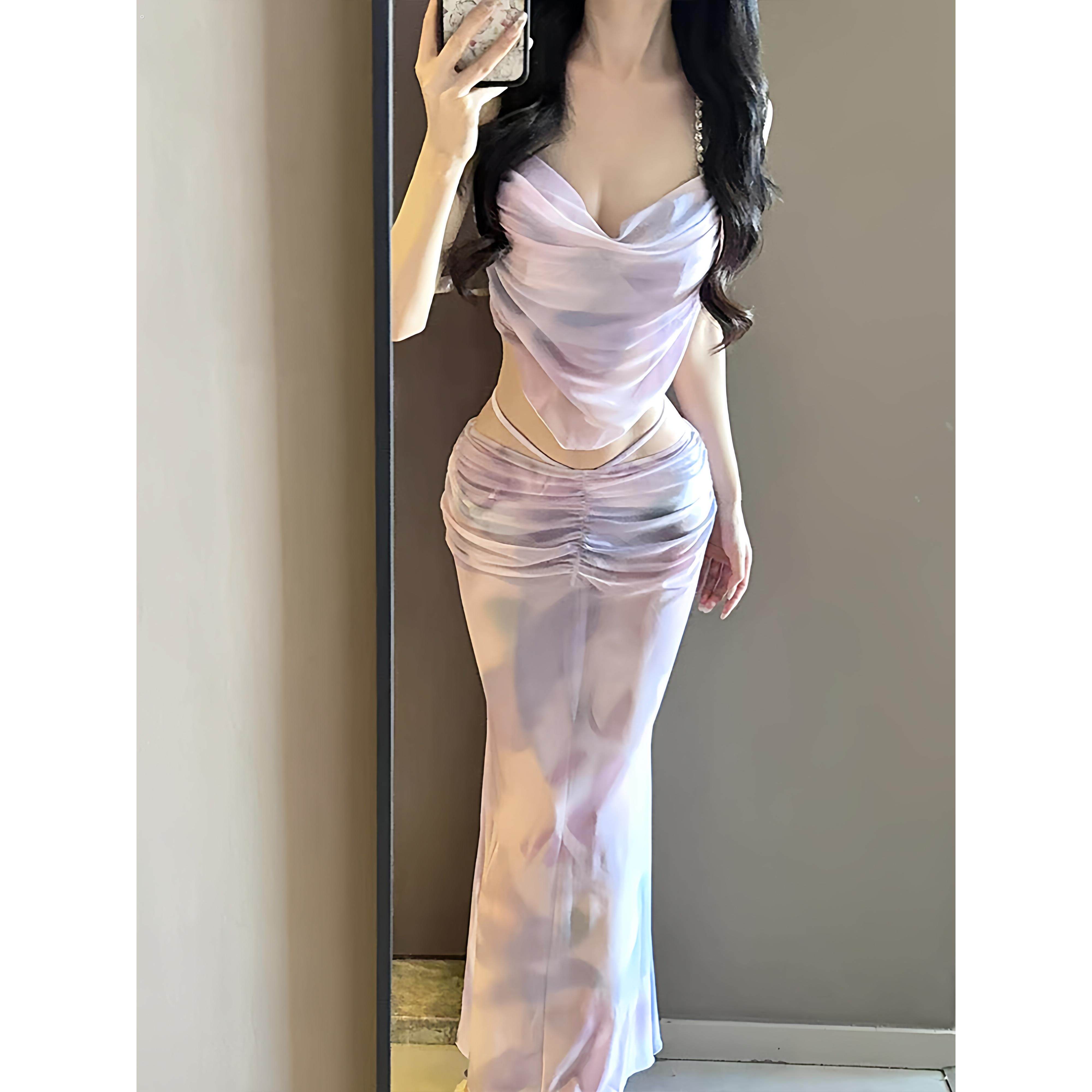 比基尼泳衣女2025新款分体三件套性感长裙高级感小胸钢托海边度假