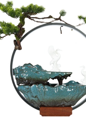 创意中式喷泉循环流水摆件家居客厅办公室雾化加湿器乔迁开业礼品