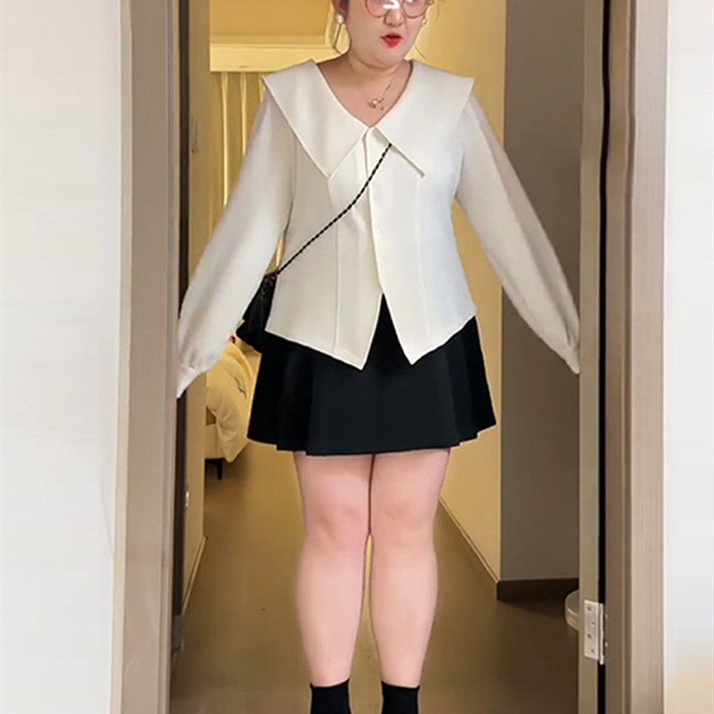 微胖大码黑色百褶短裙女夏百搭高腰显瘦遮肚子西装A字包臀半身裙