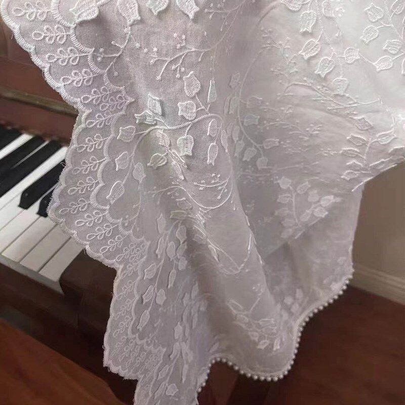 纯棉立体绣花钢琴盖布蕾丝防尘罩北欧风美式电钢琴半罩全罩钢琴凳