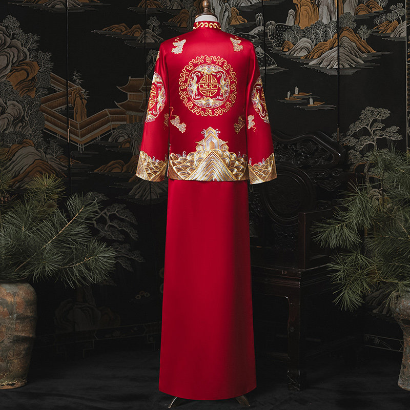 秀禾服男装2021夏季新款中式结婚新郎敬酒礼服汉服古装婚服龙凤褂