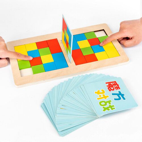 木质竞速魔方对战拼图儿童益智桌面游戏幼儿园早教色彩认知玩具