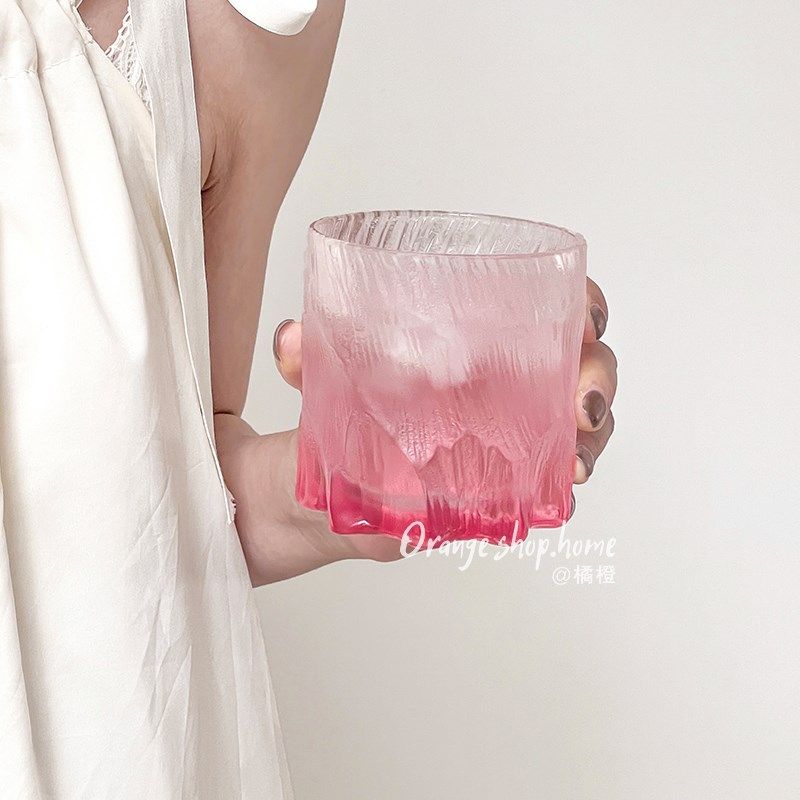 橘橙玻璃杯冰玄杯磨砂粉设计感不规则酒杯复古威士忌杯少女心水杯,餐饮具,玻璃杯,淘宝优惠券,粉丝福利购,淘宝优惠卷