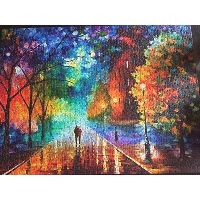 现货 成人拼图风景拼图1000片雨中漫步送胶水图纸