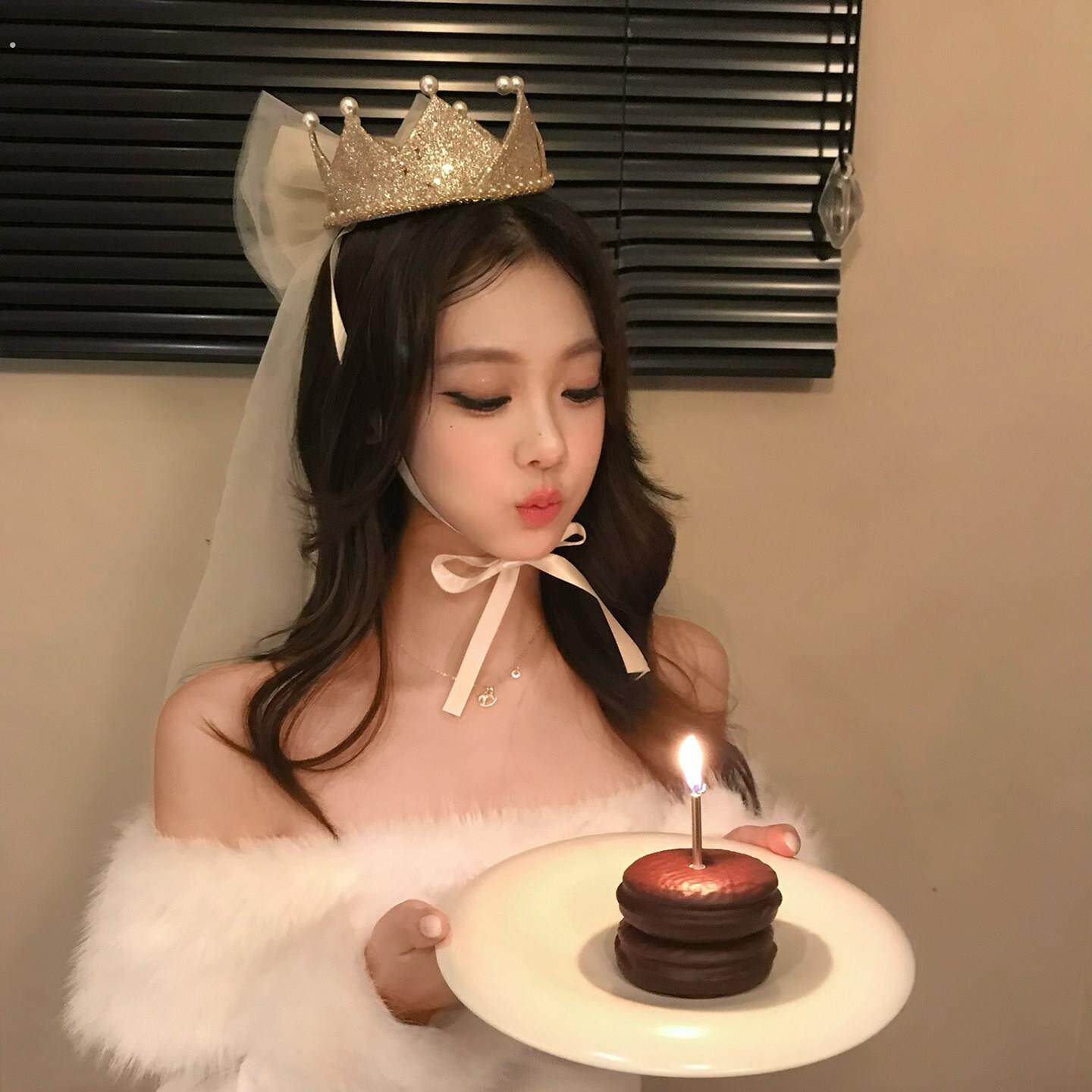 公主殿下生日party 蝴蝶结头纱皇冠氛围派对拍照高级感发饰头饰女