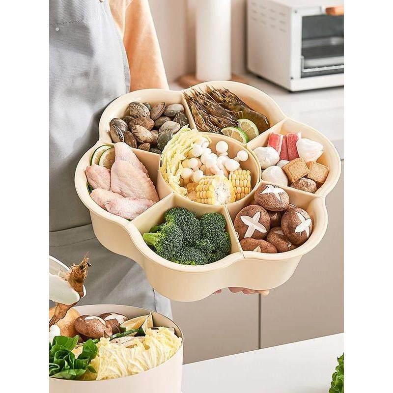 家用分格旋转火锅蔬菜拼盘双层洗菜盆沥水篮创意多功能备菜配菜盘,厨房/烹饪用具,配菜/备菜盘,淘宝优惠券,粉丝福利购,淘宝优惠卷