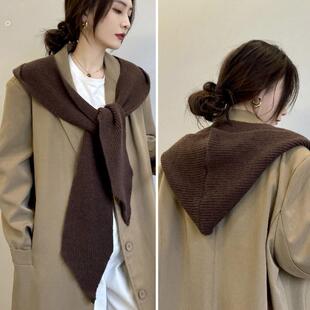 披肩围脖帽一体保暖秋冬天毛线针织韩版外搭配大衣神器装饰围脖女