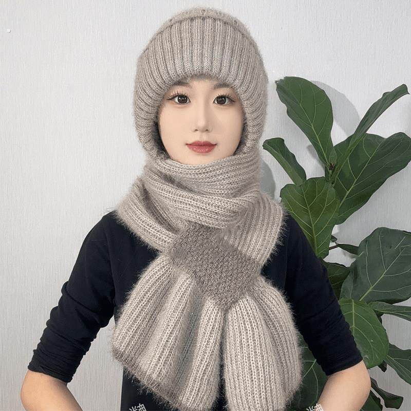 新款帽子围巾一体加绒加厚女冬季毛线编织风雪帽松鼠绒保暖网红帽,服饰配件/皮带/帽子/围巾,帽子,淘宝优惠券,粉丝福利购,淘宝优惠卷