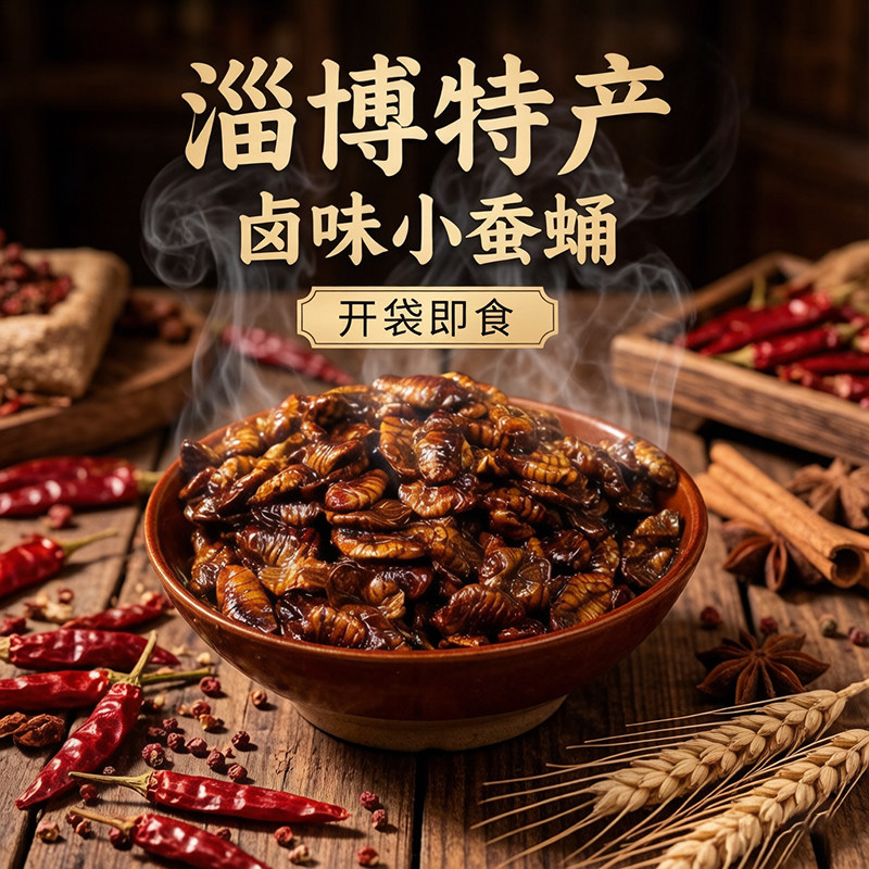 香酥蚕蛹开袋即食山东土特产油炸五香小蚕蛹熟食零食小吃商用批发