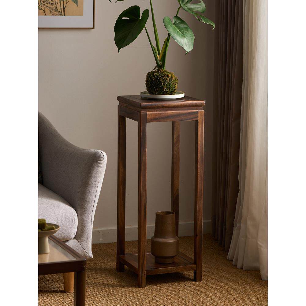 新型中式核桃实木花架组合储物架阳台艺术客厅室内高花架花盆架