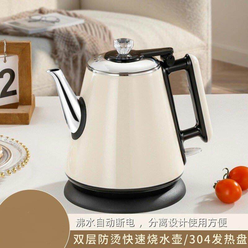 快速烧水壶双层防烫电热水壶长嘴泡茶壶不锈钢烧水壶大功率煮水壶