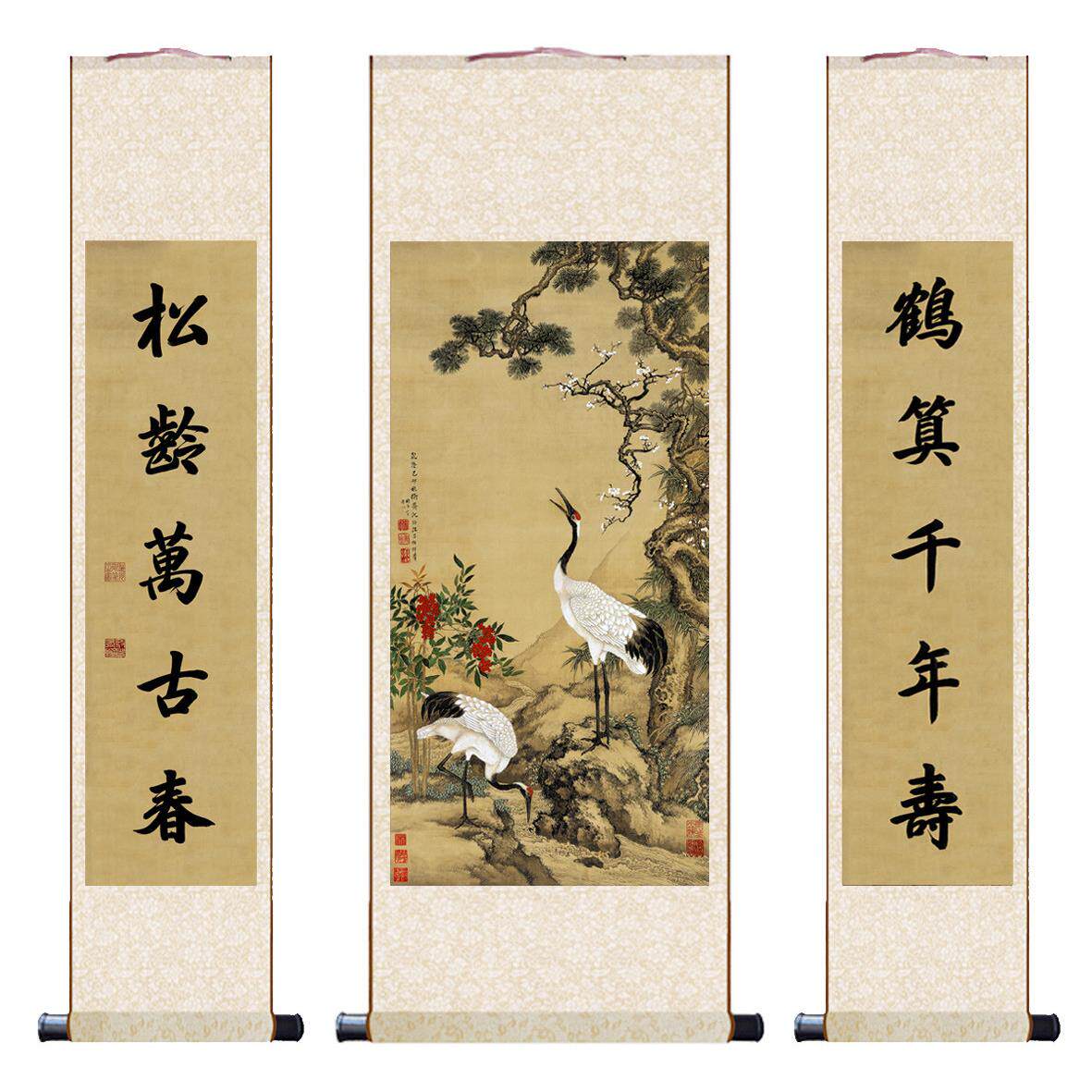 中堂画彷古画客厅农村堂屋大堂装饰大气对联国画山水风水卷轴挂画