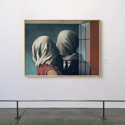 马格利特超现实主义装饰画现代简约横幅抽象人物挂画客厅餐厅壁画