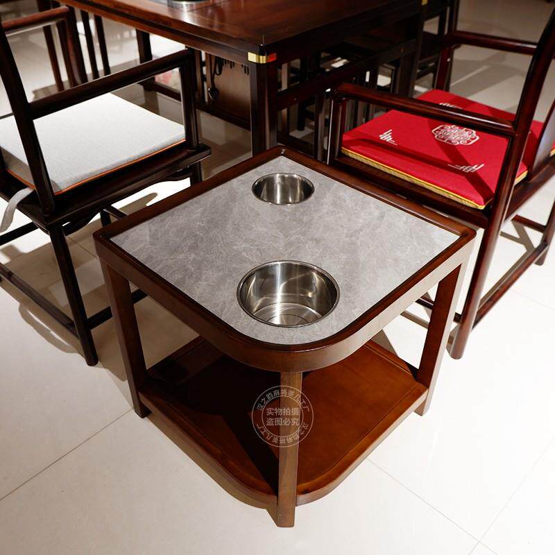 实木高档棋牌室专用茶几茶水架岩板麻将桌旁小边几麻将机茶水桌