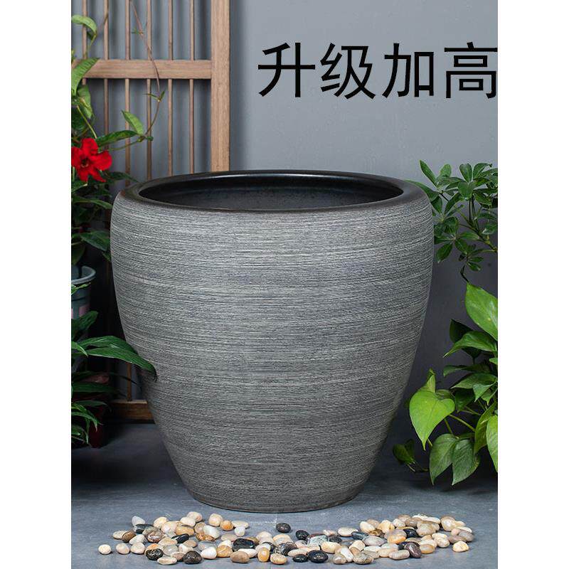 加高陶瓷大缸古法鱼缸客厅阳台落地金鱼缸庭院老式水缸睡莲荷花缸