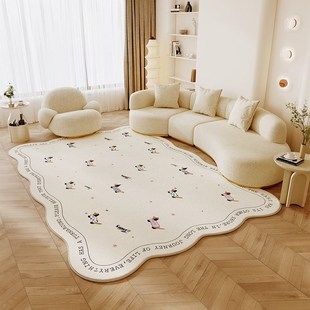 奶油风小狗客厅地毯加厚仿羊绒沙发茶几毯防水防污耐脏免洗地垫子