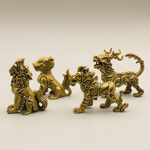 纯黄铜龙之九子狴犴赑屃螭吻蚣蝮椒图蒲牢狻猊饕餮睚眦铜装饰摆件