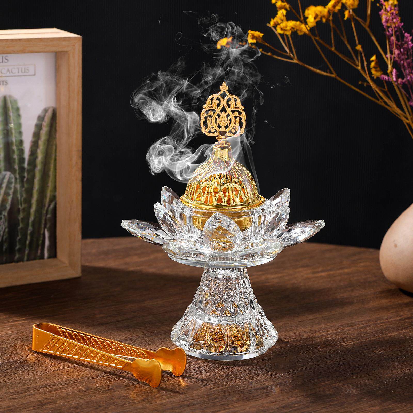 阿拉伯水晶香薰炉莲花底座烛台中东摆件聚会道具香插arab香炉塔香