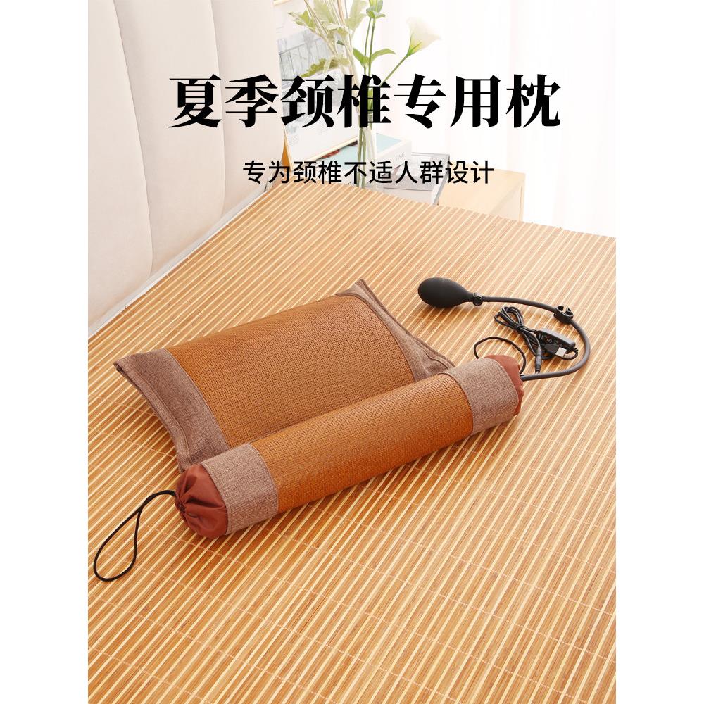 睡眠用颈椎枕、荞麦决明子助眠护颈枕、夏季圆筒形降温枕、强椎按