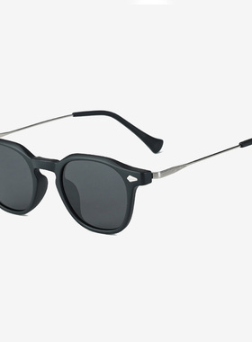 复古轻奢黑色偏光金属腿太阳镜