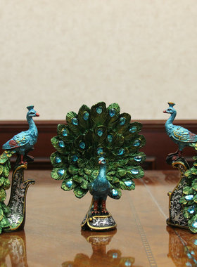 创意小礼物家居饰品泰国工艺品小孔雀开屏摆件客厅酒柜装饰品摆设