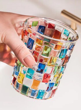 意大利高颜值彩绘玻璃杯子网红水晶创意果汁啤酒彩色咖啡水杯女士