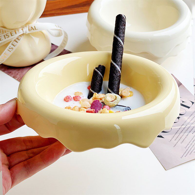 法式奶油风陶瓷沙拉碗减肥减脂控量碗甜品冰淇淋早餐碗燕麦片家用