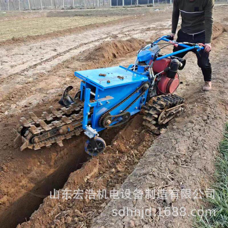 小型履带式开沟机农用果园手扶开沟机柴油动力挖沟机
