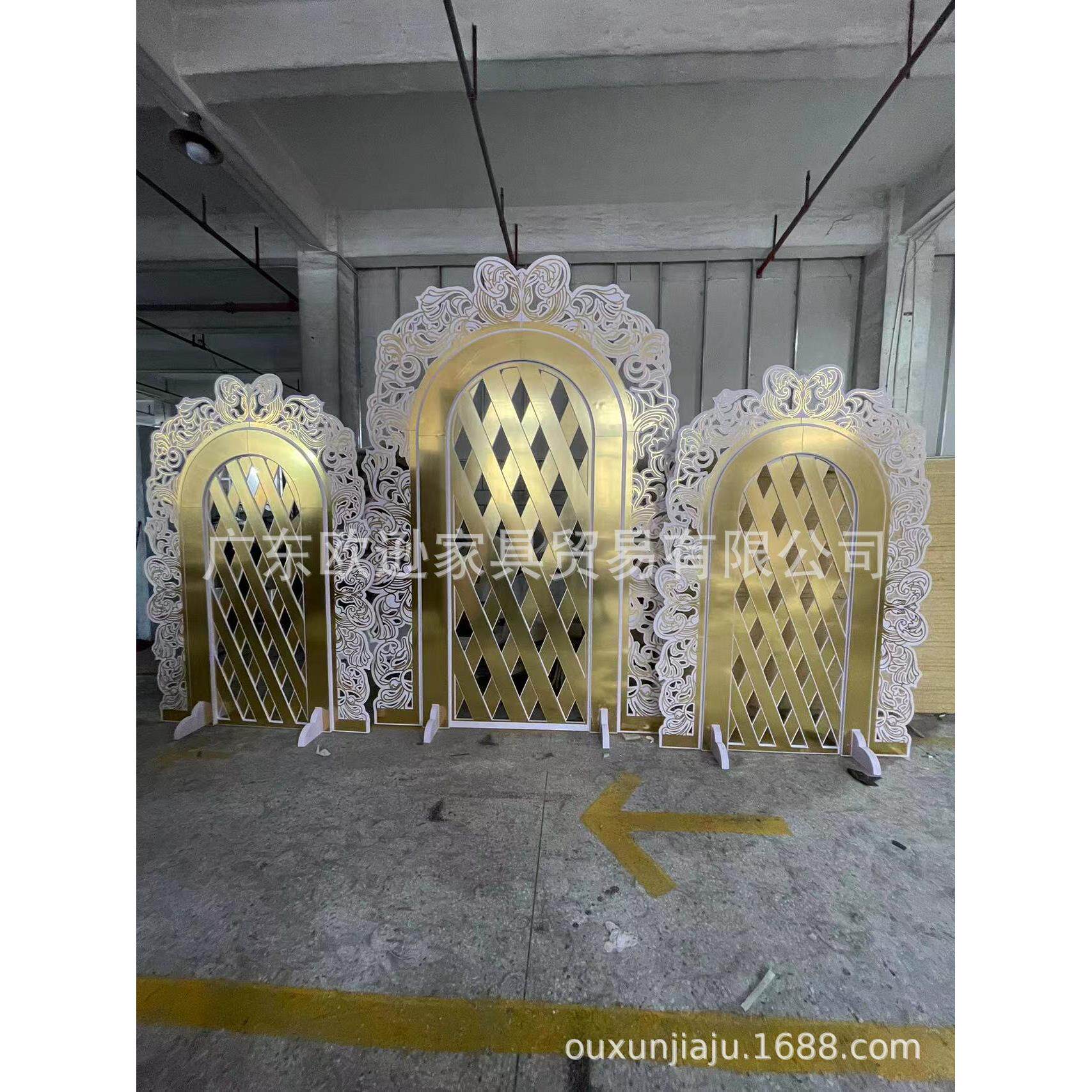印度风格PVC贴亚克力镜面金色婚庆背景墙宴会背景