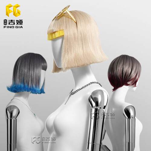 吉娅模特假发道具 模特头模发套专用GIA WIG 时尚女模短卷发假发