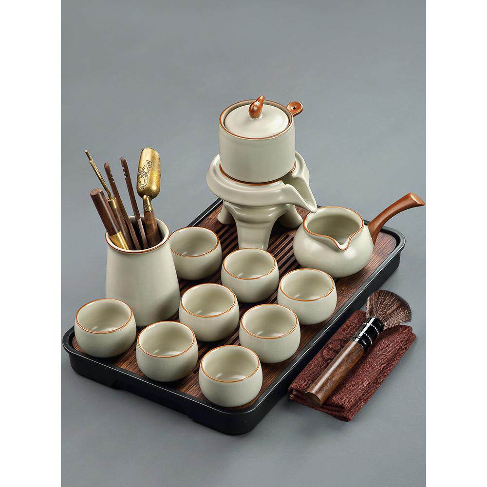 2025新型汝窑懒自动茶具家用轻奢高端功夫磨石茶壶饮茶杯