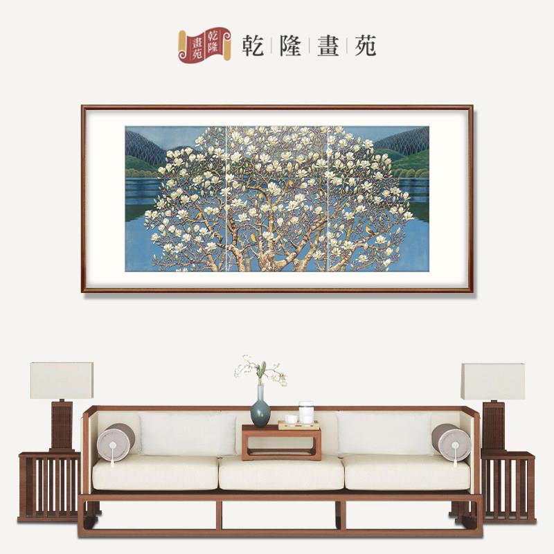 新中式客厅装饰画卧室床头花鸟画沙发背景墙壁画办公室玉兰花挂画
