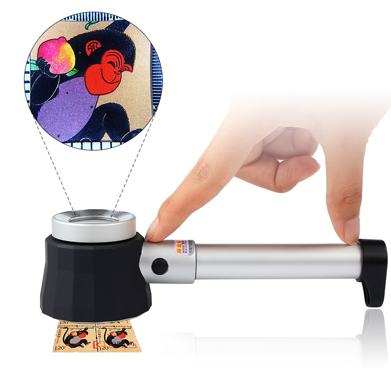 手持放大镜45倍led带灯充电阅读高清测量集邮票钱币字画鉴定工具