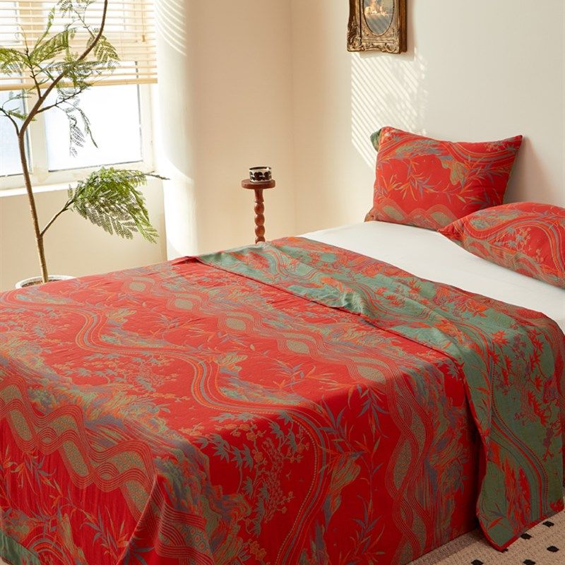 复古色织提花全棉双层纱床单三件套单件A类纯棉双面双色纱布被单,床上用品,床单,淘宝优惠券,粉丝福利购,淘宝优惠卷