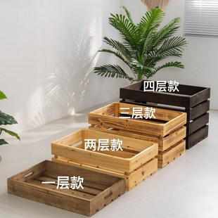 木箱木框箱收纳木条箱超市陈列展示复古木框装饰木箱子长方形定制