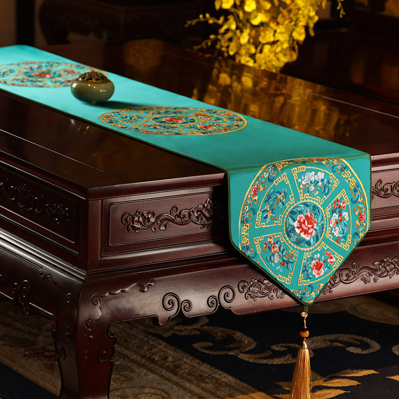 中国风新中式桌旗绸缎禅意茶席茶台布艺长条茶几桌餐桌边柜布桌旗,居家布艺,桌旗,淘宝优惠券,粉丝福利购,淘宝优惠卷