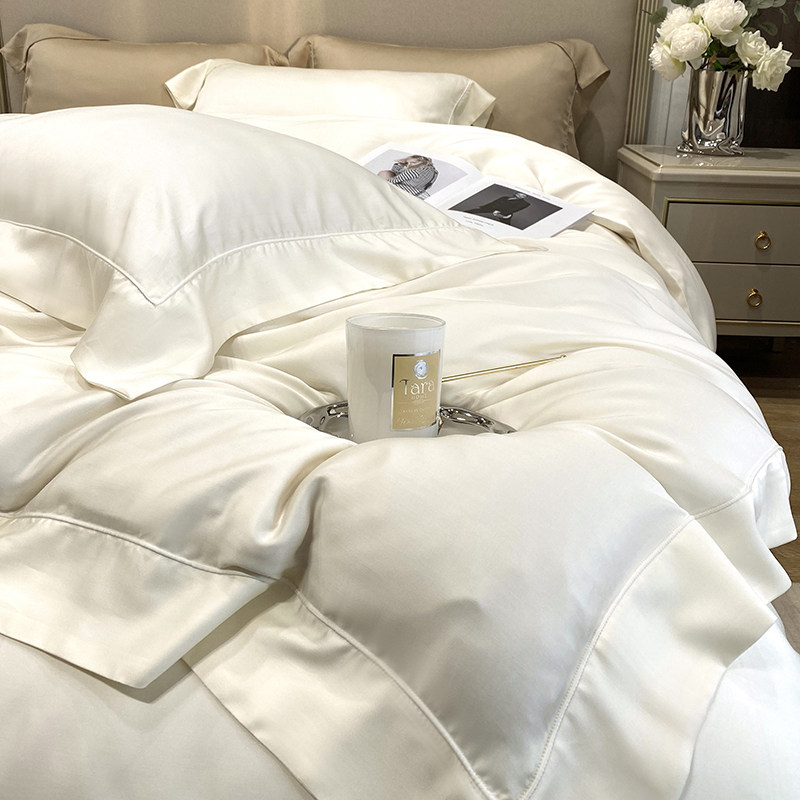 轻奢风100支双面天丝床单四件套 简约纯色春夏季丝滑裸睡被套床品