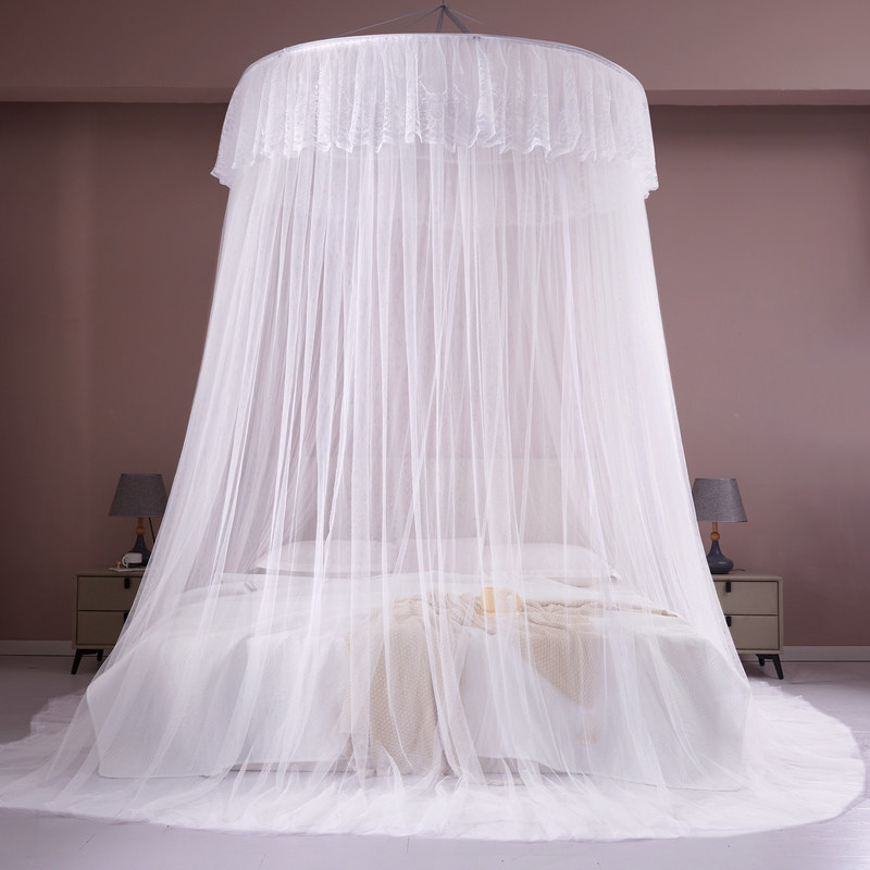 免安装吊顶圆顶公主风加密蚊帐双人家用1.5/1.8米床吸顶落地宫廷
