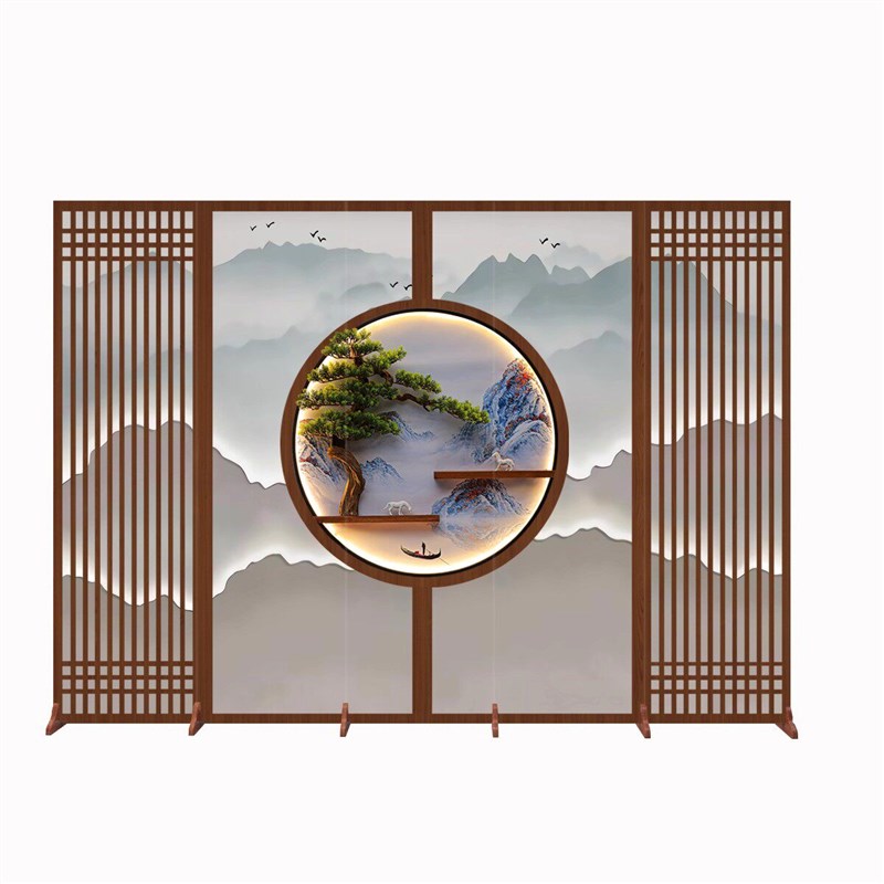 新中式国风仿古屏风隔断定制办公室家用卧室客厅玄关移动折叠折屏